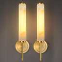 Modern Brass Alabaster Wall Sconces Sets of Two,Handmade Modern Vanity Wall Sconce,Bathroom Living Room Bedroom Wall Lamps,Bedside,Hallway,Corridor,Stairs Wall Lights（Bulb Included）（2 Pack）