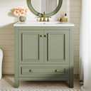 Tribesigns 30" Modern Bathroom Vanity with Sink, Freestanding Bathroom Vanities Cabinet Combo, Bathroom Sink Cabinet with 2 Doors and 1 Drawer, Solid Wooden Frame, Olive Green