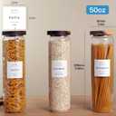 CZZGSM 3 Set Glass Pantry Storage Jars with Acacia Airtight Lid - 50oz Thicken Glass Kitchen Canisters with 132 Pantry Labels - Tall Food Storage Containers with Wood Lid for Pasta,Spaghetti,Cereal