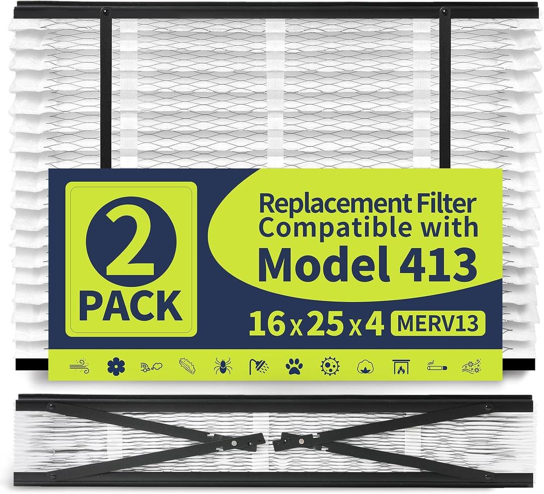 IYOUYA 2 Pack 413 Replacement Filter Compatible with AprilAire Whole House Air Purifier 1410, 1610, 2410, 2416, 3410, 4400, MERV 13, 16 x 25 x 4 Air Filter