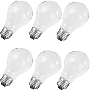 100 Watt Incandescent Light Bulbs, A19 100W Antique Vintage Incandescent Bulb Shatter Resistant Rough Service Light Bulb (6 Count)