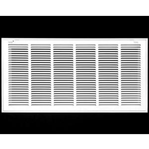 34" X 12" Steel Return Air Filter Grille for 1" Filter - Easy Plastic Tabs for Removable Face/Door - HVAC Duct Cover - Flat Stamped Face -White [Outer Dimensions: 35.75w X 13.75h]