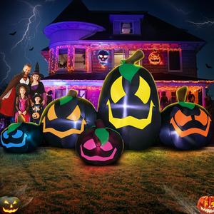 9FT Halloween Inflatables Decoration Outdoor, Pumpkin Inflatable Outdoor Decoration with LED Light, Halloween Inflatables Outdoor Decorations Blow up Pumpkin for Holiday Party Lawn Yard Garden Dcor