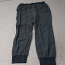 Puimentiua Womens Tapered Pants Cotton Linen Drawstring Back Elastic Waist Pants Casual Trousers with Pockets (X-Large, Green2)