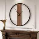 Cuspin 30 Inch Large Wall Clock Modern Rustic Walnut Dial Decorative Clock