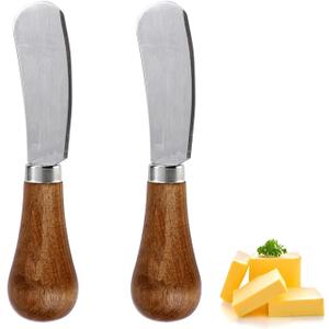 Linwnil Butter Knives Set, Acacia Handle, Durable Stainless Steel Blade, Butter Knife for Smooth Spreading Butter Cream Cheese Jam, Ideal for Bagels, Sandwiches, Butter Knife Spreader (Pack of 2)