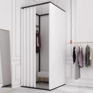 Clothing Store Fitting Room, Portable Changing Room with Shading Curtain Used in Office, Mall, Boutique, Home, Movable Temporary Mobile Privacy Protection (White, 47x47x79 inches)