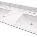 MSI Vanity Top | Calacatta Lumas | 61" x 22"
Cool White | 2 cm Thickness | Pack of 1 | Polished Finish | Engineered Marble | Double Ceramic Sinks | 4" Faucet Hole Spacing