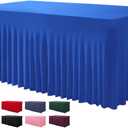 BDDC Table Skirts for Rectangle Tables 6ft - One-Piece Royal Blue Tablecloths and Skirt, Wrinkle Resistant Ruffles Elastic Cover for Banquets, Weddings, Events, Parties, 72" x 30"