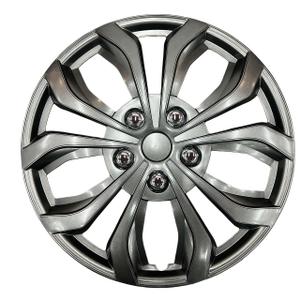 Universal Hubcaps for Steel Wheels, Snap-On Wheel Covers with Adjustable Steel Retaining Ring, Durable ABS, Patent Design (Gunmetal Gray, 15-inch)