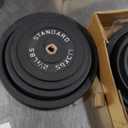 Fitvids Cast Iron Standard Weight Plates Including 5FT Standard Barbell with Star Locks, 95-Pound Set (85 Pounds Plates + 10 Pounds Barbell), Multiple Styles