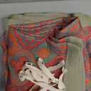 100% Cotton Muslin Blanket Jacquard Rustic Red Vintage Floral Paisley Quilt, Soft Bed Cover 3 Layers Lightweight Breathable Gauzy Reversible Bedspread Coverlet, Twin(59"x94"), No Pillow Sham