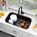 31 Inch Black Undermount Sink Stainless Steel-Bokaiya 31x18 Kitchen Sink Undermount Black Stainless Steel Sink 16 Gauge Single Bowl Kitchen Sink with Dish Grid