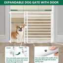 Malier Indoor Dog Gate with Door, 26-41" Extra Wide Full Metal Pet Gate Short Dog Gate for Stairs, Pressure Mount 24'' Tall Small Puppy Gate, Easy Step Over Low Gate for Doorways