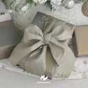 HUIHUANG Champagne Glitter Wired Ribbon 4 inch for Christmas Tree, Champagne and Blue Square Mesh Wired Ribbon for Large Bows, Garlands, Wreaths, Swag, Gift Wrapping, Home Decor- 10 Yards