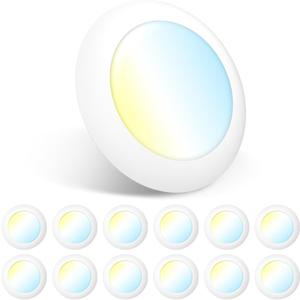 Amico 12 Pack 5/6 Inch LED Disk Lights, Dimmable Flush Mount Ceiling/Recessed Disc Lights, 2700K/3000K/4000K/5000K/6000K Selectable, 15W=110W, 1050LM, Low Profile Surface Mount Can Light, ETL&FCC