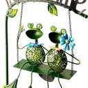 Solar Frog Garden Stake Lights Outdoor Waterproof, Frog Couple Swing Yard Light with Welcome Sign, Metal Garden Decor for Yard Pathway Porch, Garden Stake Light Gift for Women Mom (48 Inch)