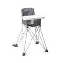 Bright Starts Pop 'N Dine Portable High Chair, Indoor/Outdoor, BPA Free Tray, Easy to Fold, Unisex, Grey, 6 Months + (Gray)