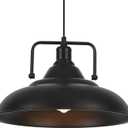 Black Pendant Light 15.7 Inch 1-Light,Large Pendant Lights for Kitchen Island,Industrial Farmhouse Pendant Light for Dinning Room Hallway Barn