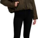 Laundry by Shelli Segal Women's Sherpa-lined Cropped Windbreaker Jacket, Wind & Water Resistant (Green, XL)