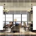 32PCS 1MM Thick 6x6 Inch Flexible Acrylic Mirror Tiles - Removable Silver Mirror Stickers for Home Wall Decoration