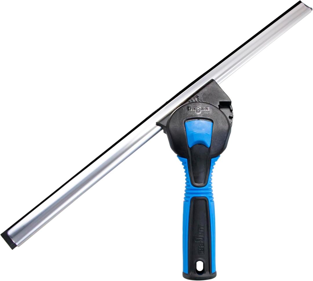 Unger Professional Connect and Clean 18 Swivel Window and Glass Cleaning Squeegee with EZ Change, Large Surfaces with Streak-Free Results, Swiveling Head for Corners and Edges, Rubber Replacement (5")