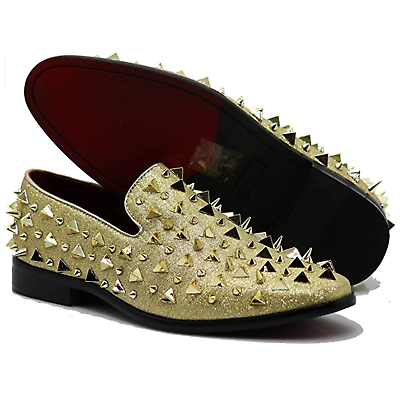 Men's Vintage Spike Dress Loafers Slip On Fashion Shoes Classic, Size 8