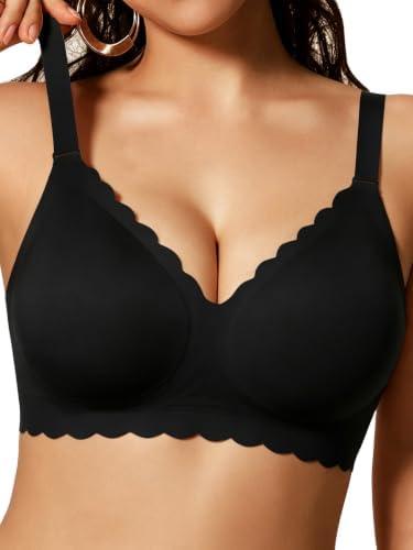COCOMARTS Jelly Bras for Women No Underwire Scalloped Push Up Wireless Bralettes Seamless Soft Comfort Everyday Tshirt Bra,  2XL