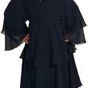 Chiffon layered Open Abaya Dubai Kaftan Muslim Cardigan Abayas Dresses For Girls Casual Robe Kimono Islam Clothing 7-8