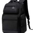 FENRUIEN Business Travel Backpack for Men,Large Capacity Laptop Backpack with USB Charging Port,Multifunctional Water Resistant Expandable Black Bag Fits 15.6 Inch computer