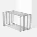 Stainless Steel Side Table,Square Geometry Retro Side Table Linear Metal End Table,Wire Cube Storage Rack, Book Stackable, Stainless Steel Coffee TableMulti-Purpose Accent Table