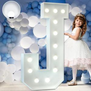 imprsv 4FT Marquee Light Up Letters, Cool White Light Up J, Large Foam Letters for Party Decor, Birthday & Wedding Decor