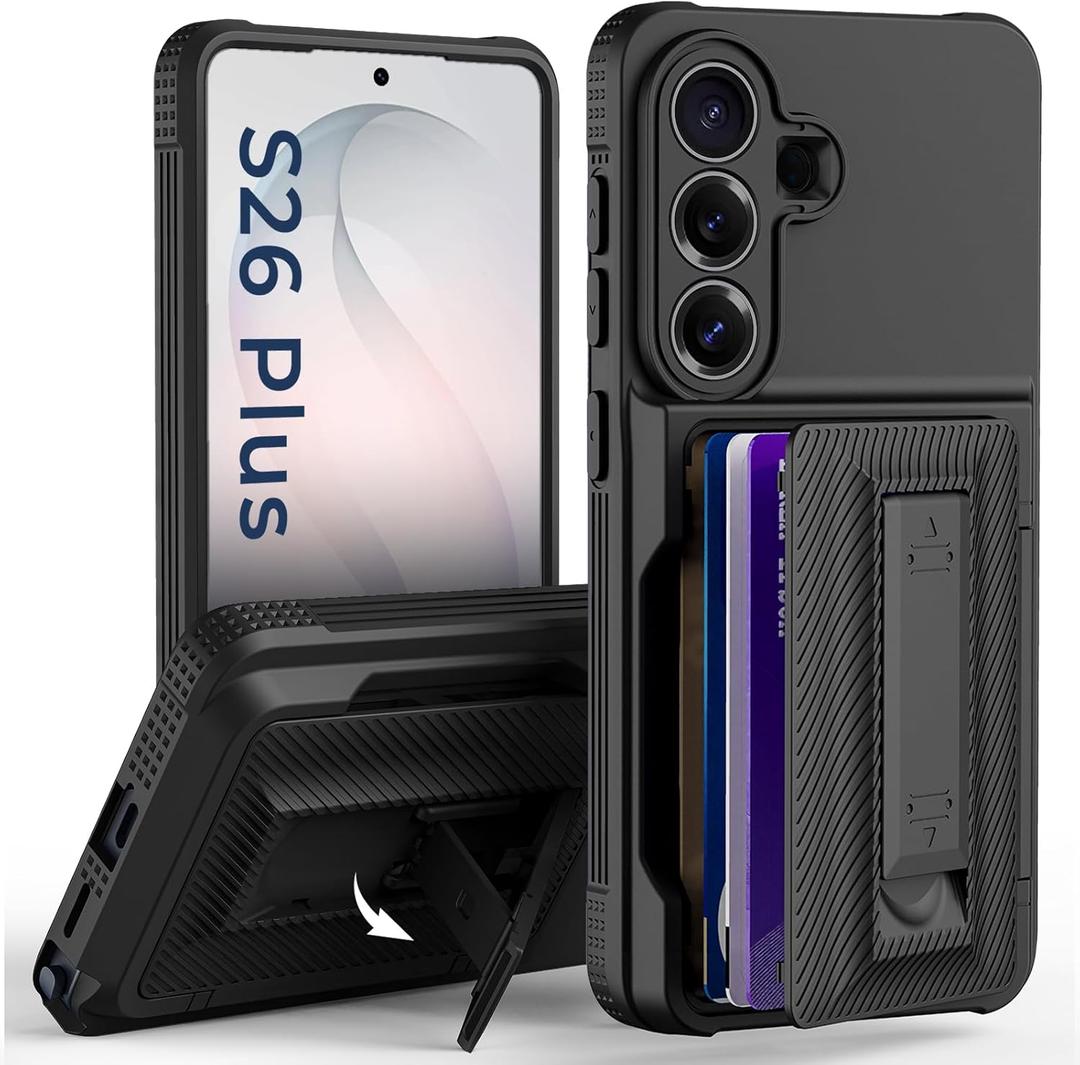 for Samsung Galaxy S26 Plus Case Wallet with Card Holder (4-5Cards)-Black | [RFID Blocking][Kickstand][Military Drop Protection] Full Camera Protection Wallet Case for Samsung S26 Plus