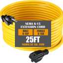 Tellegloww 25ft NEMA 615 Extension Cord 615P Male to 615R Female, 15 AMP Power Cable for 220/240V Air Condition, LED Grow Lights, Digital Ballast Power Cord Heavy Duty 14AWG/3C, 240V, 3750W