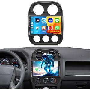 [2+64GB] Android 15 Car Stereo for Jeep Compass Patriot 2010-2016 with Wireless Carplay Android Auto, 10.1 Inch IPS Touch Screen Patriot Radio with GPS, 5Ghz WiFi, Bluetooth, FM/RDS Radio, SWC