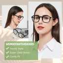 Large Reading Glasses Women Trendy Thick Square Readers 1.0 1.25 1.5 1.75 2.0 to 4.0 5.0 6.0 Spring Hinge (Slim Rim-black)