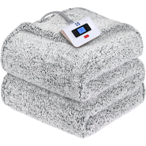 Sealy Electric Blanket Full Size, Soft Sherpa Heated Blanket Single Control with 10 Heating Levels & 1 to 12 Hours Auto-Off Settings Over-Heated Protection 80"x84" Machine Washable, Charcoal. Full