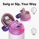 ENCOOL Leakproof Insulated Water Bottle with Straw Dual-Sip Water Bottle Bag-Safe Design for Work, Commute & Gym Keeps Drinks Cold All Day, 40 oz, Purple Cabbage