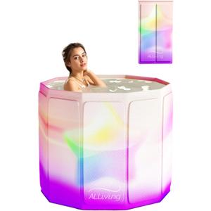 ALLIVING Portable Bathtub Adult Ice Bath Tub - Collapsible Folding Foldable Bathtub for Adult Shower Bathroom Hot SPA Soaking Cold Plunge Tub Deep Freestanding Bathtub Indoor Outdoor Purple
