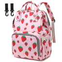 Strawberry Diaper Bag Backpack for Baby Girls, Mom Waterproof Large Nappy Bags for Women