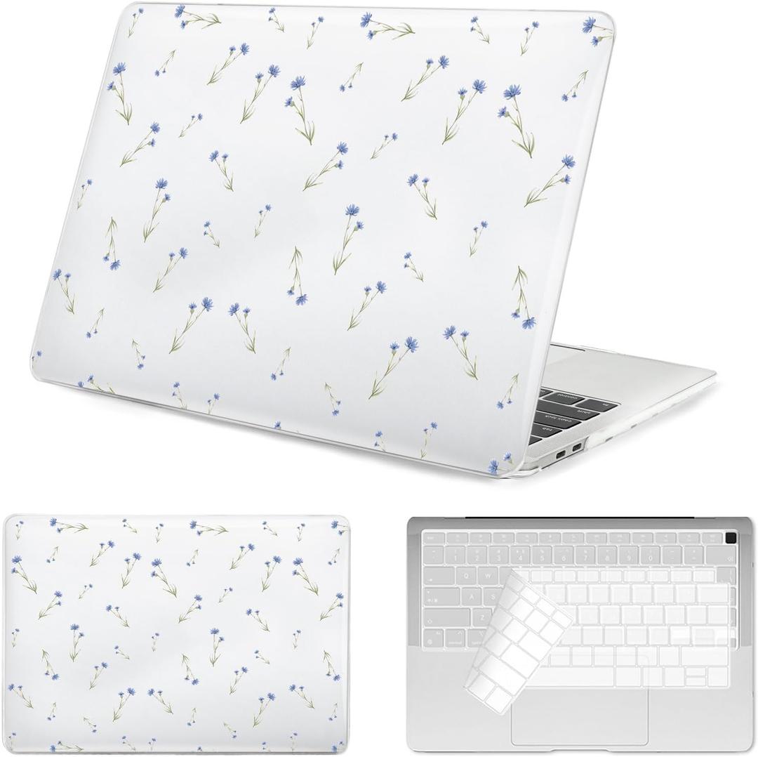 Seorsok Compatible with MacBook Air 13 Inch Case 2022 2021 2020-2018 Release A1932 A2179 M1 A2337 Touch ID,Elegant Sage Flower Plastic Hard Case&Transparent Keyboard Cover,Crystal Clear