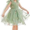 LalaMira Flower Girl Dress Floral Embroidered Toddler Girls Dresses Fairy Tulle Dress for Wedding Birthday Party Photo Shoot Size 10Y