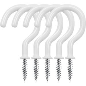 Cup Screw Hooks,1-1/2 Vinyl Coated Ceiling 45 Pack Screw in Hooks Plant Hanger Wind Chimes Kitchen Cup Hooks Great for Hanging Indoor & Outdoor Use(White)