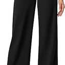 IUGA Womens Dress Pants Wide Leg Pull On Stretchy Work Pants Women High Waisted Business Casual Trousers with Pockets, X-Large, Black-Petite