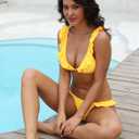SHEKINI Women's Bathing Suits Ruffles Flounce Bikini Sets Low Rise Two Piece Swimsuit (Yellow, S)