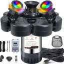 RELIY Pond Fountain Aerator, With 4 RGB Lights 1HP 110V 15000 GPH Stainless Steel Fountain Pump, Fully Automatic Powerful Lake Floating Fountain, 100 FT Power Cord, Programmable Timer Switch