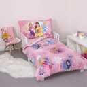 Disney Pretty Princess Toddler Bed, 4 Piece Set, Pink
