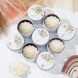 Threlaco 12 Pcs Bridesmaid Gift Scented Candles Wedding Bridesmaid Proposal Candle Soy Wax Flower Candles Sets for Women Maid of Honor Wedding Bridal Shower Favors for Guests(White)