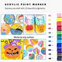 Acrylic Paint Markers - 12 Colors Acrylic Paint Markers with Medium Point - Acrylic Pens for Rock Painting, Wood, Canvas, Stone, Glass, Ceramic,Crafts Making Art Supplies, DIY Crafts