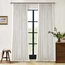 Natural Cream Pinch Pleated Full Blackout Curtains 100 Inches Long Linen Blend Room Darkening Curtain for Living Dining Room Bedroom Memory Shape Thermal Insulated Pinch Pleat Drape with Hooks Rings